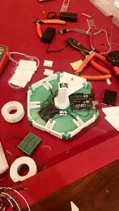 Hub wiring and final assembly in progress.