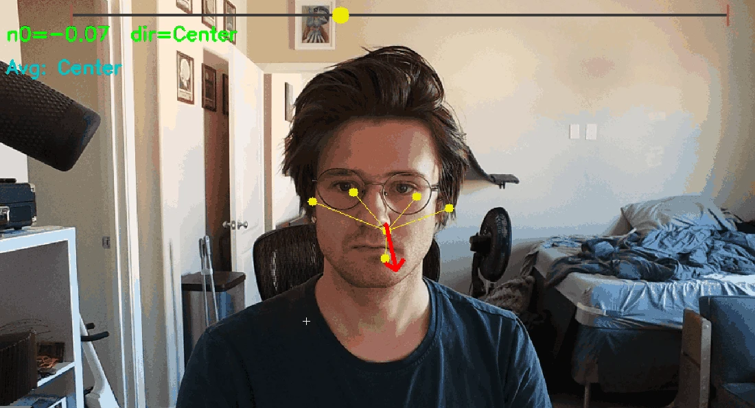 Animated demonstration of facial pose tracking